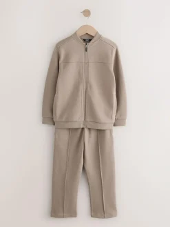 Best Next Smart Jersey Bomber Jacket and Joggers Set (3-16yrs) Mink Brown