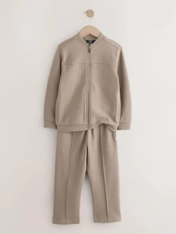 Best Next Smart Jersey Bomber Jacket and Joggers Set (3-16yrs) Mink Brown