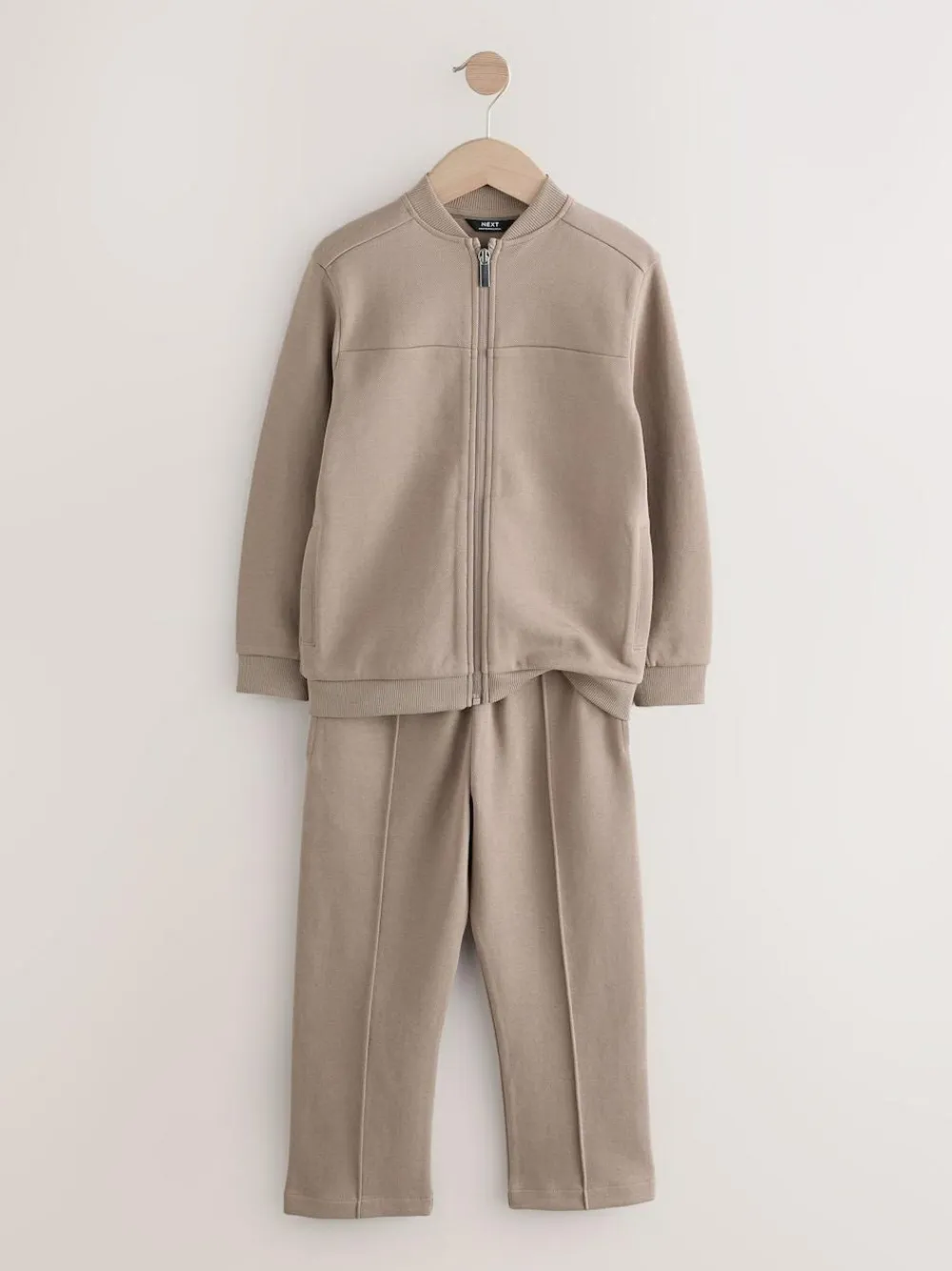 Best Next Smart Jersey Bomber Jacket and Joggers Set (3-16yrs) Mink Brown