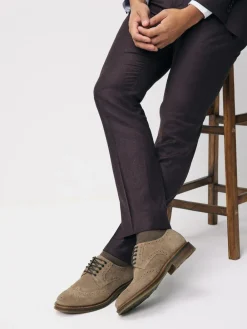 Online Next Mink Brown Suede Brogue Shoes