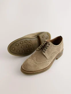 Online Next Mink Brown Suede Brogue Shoes