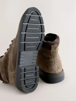 Next Tall Leather Zip-Up Boots Mink Brown