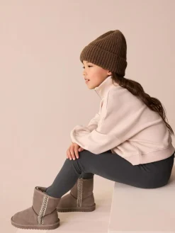 New Next Water Repellent Suede Pull On Boots Mink Brown