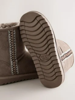 New Next Water Repellent Suede Pull On Boots Mink Brown