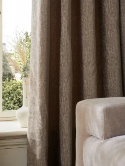 Next Mink Natural Heavyweight Chenille Eyelet Lined Curtains^ Curtains & Blinds