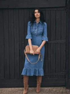 Mint Velvet Blue Indigo Denim Midi Shirt Dress^Women Dresses|Midi Dresses