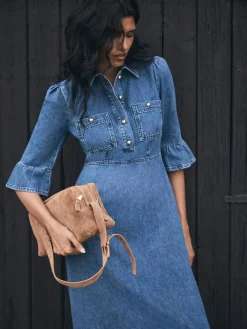 Mint Velvet Blue Indigo Denim Midi Shirt Dress^Women Dresses|Midi Dresses