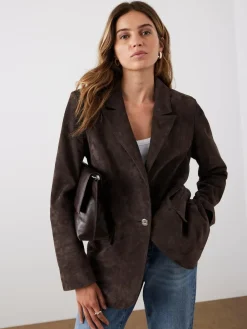 Discount Mint Velvet Brown Suede Blazer