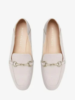 Sale Mint Velvet Leather Camille Loafers Stone Cream