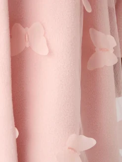 Hot Miss Pink Jacket and Tulle Appliqué Butterfly Dress Set
