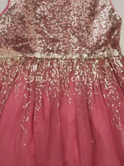 Clearance Miss Waterfall Sequin Dress and Faux Fur Bolero Set Pink