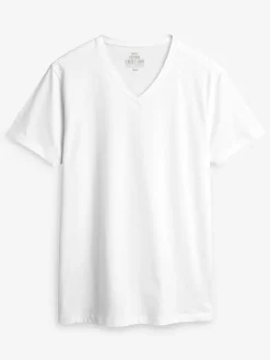 New Next Slim Fit 100% Cotton V-Neck Layering T-Shirts 5 Pack Mixed