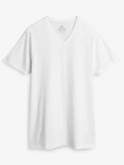 New Next Slim Fit 100% Cotton V-Neck Layering T-Shirts 5 Pack Mixed