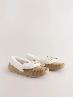 Clearance Next Mocha Brown Moccasin Suede Slippers
