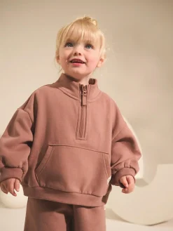 Clearance Next Mocha Brown Quarter Zip Sweatshirt (3mths-7yrs)