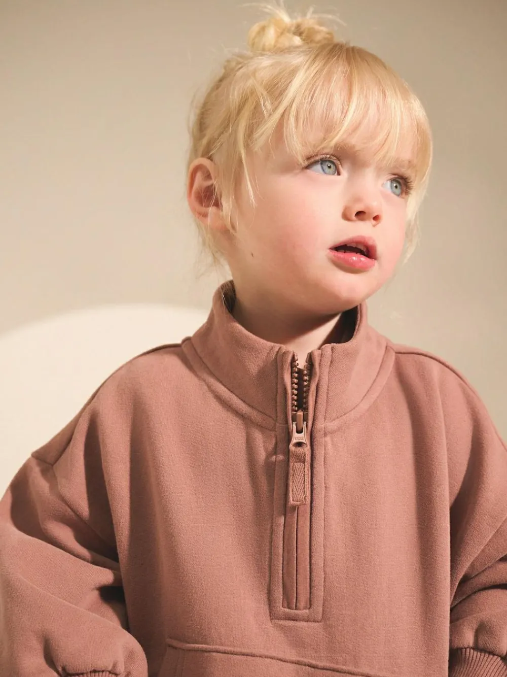 Clearance Next Mocha Brown Quarter Zip Sweatshirt (3mths-7yrs)