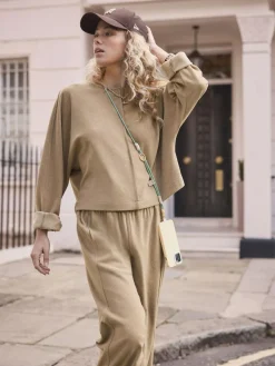 Next Mocha Brown Soft Brushed Finish Slouch Neck Longsleeve Sweatshirt^Women Hoodies & Sweatshirts