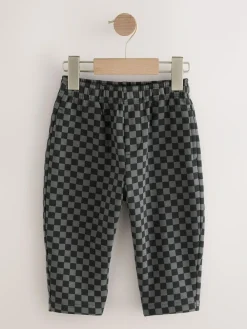 Next Mono Checkerboard Single Wide Leg Jersey Joggers (3mths-7yrs)^BOY Joggers|Jeans & Joggers