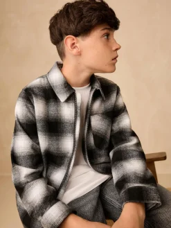 Next Check Zip Through Overshirt (3-16yrs)^BOY Shirts|Coats & Jackets