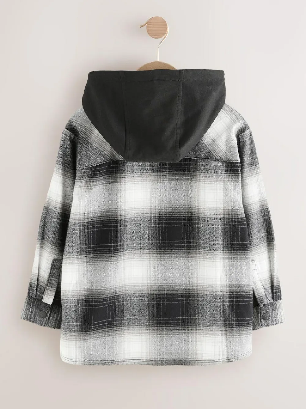 New Next Long Sleeve Check Hooded Shirt (3-16yrs) Mono Core