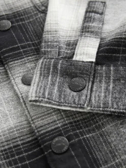 New Next Long Sleeve Check Hooded Shirt (3-16yrs) Mono Core