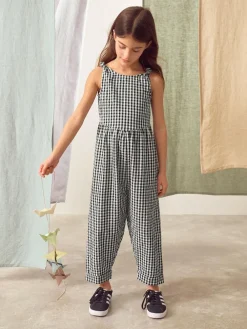 Outlet Next 100% Cotton Barrel Playsuit (3-16yrs) Mono Gingham