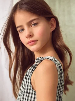 Outlet Next 100% Cotton Barrel Playsuit (3-16yrs) Mono Gingham