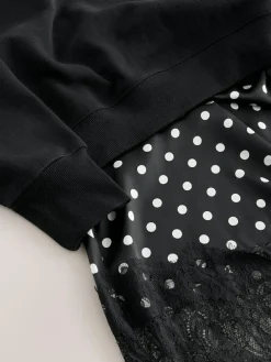 Best Next Mono Spot 2-In-1 Sweatshirt With Satin Midi Skirt