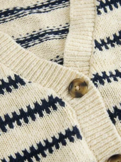 Next Mono Stripe V-Neck Stitch Cardigan (3-16yrs)^ Knitwear & Sweaters|Knitwear