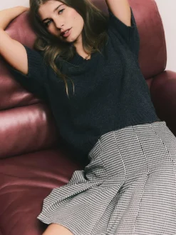 Sale Next Mini Jersey Pleated Skirt Monochrome Check