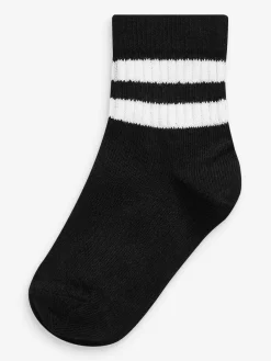Next Monochrome Cushioned Footbed Cotton Rich Ribbed Tipped Socks 5 Pack^BOY Socks