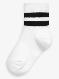 Next Monochrome Cushioned Footbed Cotton Rich Ribbed Tipped Socks 5 Pack^BOY Socks