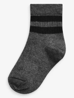 Next Monochrome Cushioned Footbed Cotton Rich Ribbed Tipped Socks 5 Pack^BOY Socks