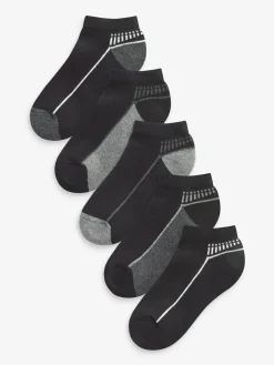 Next Cushioned Footbed Sports Trainers Socks 5 Pack Monochrome