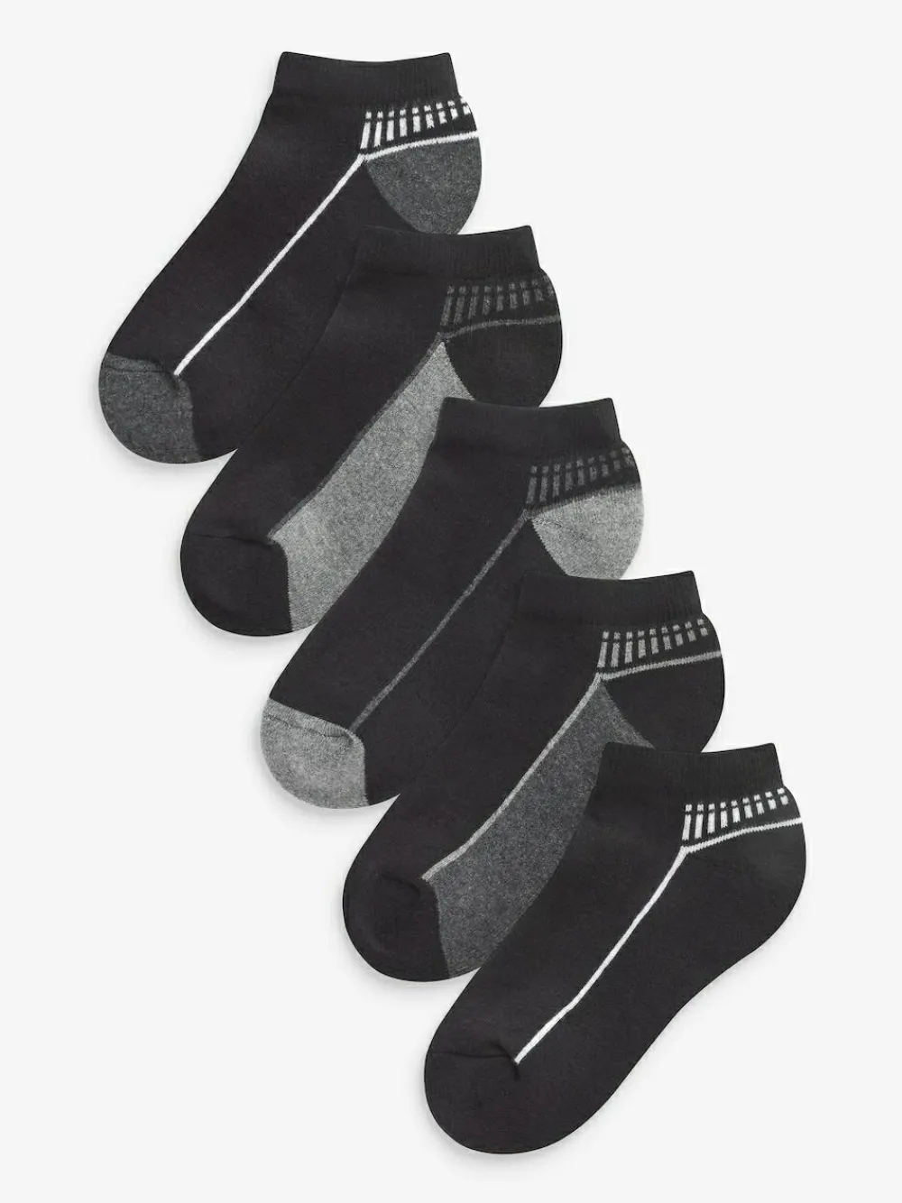 Next Cushioned Footbed Sports Trainers Socks 5 Pack Monochrome