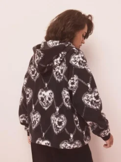 Next Monochrome Heart and Locket Half Zip Polar Fleece^Women Hoodies & Sweatshirts|Coats & Jackets