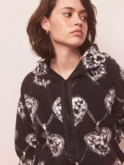 Next Monochrome Heart and Locket Half Zip Polar Fleece^Women Hoodies & Sweatshirts|Coats & Jackets