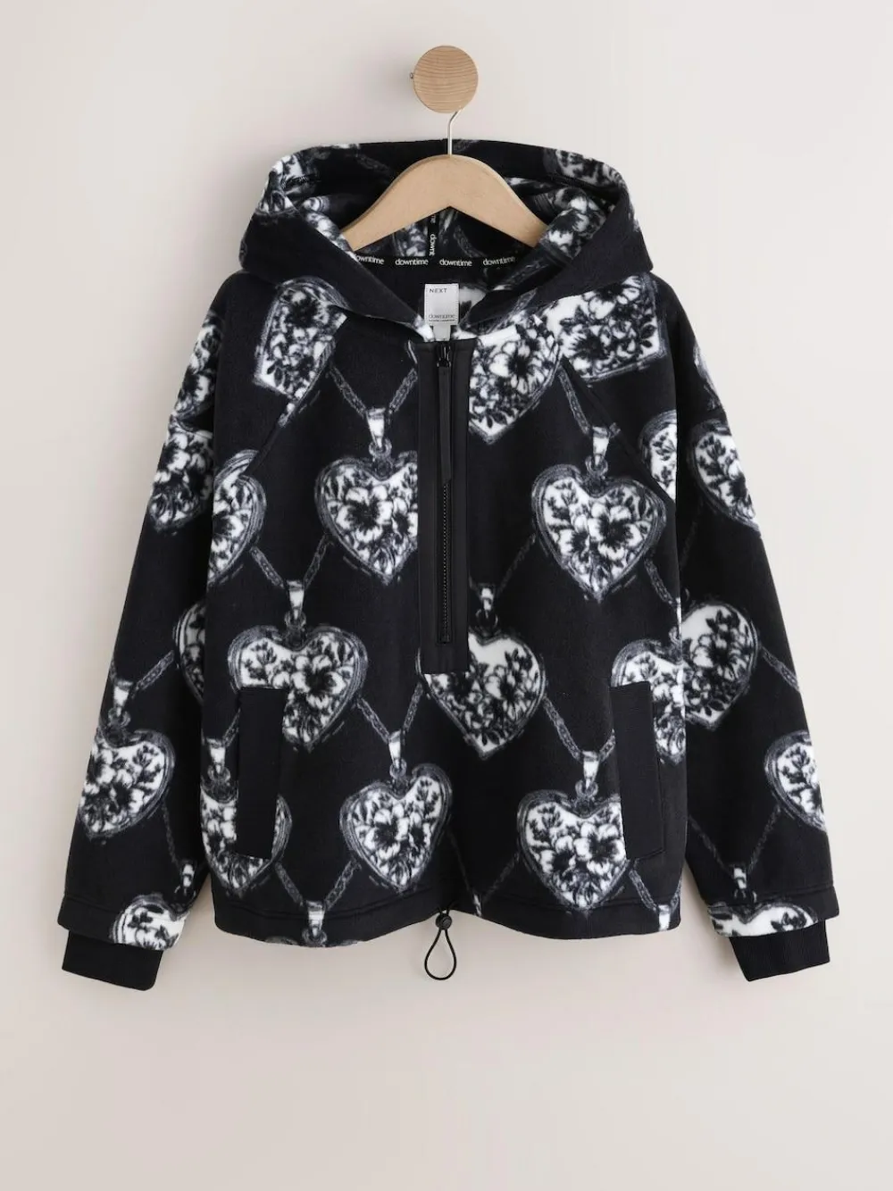 Next Monochrome Heart and Locket Half Zip Polar Fleece^Women Hoodies & Sweatshirts|Coats & Jackets