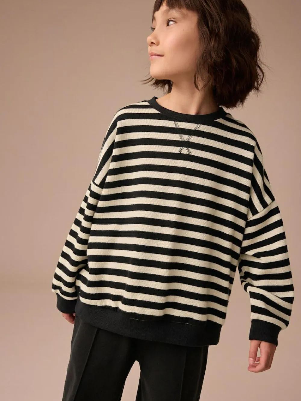 Clearance Next Monochrome Oversized Cosy Rib Sweatshirt (9mths-16yrs)