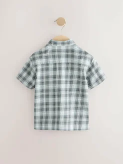 Outlet Next Monochrome Short Sleeves Boxy Fit Check 100% Cotton Shirt (3mths-7yrs)