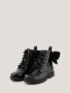 Monsoon Bow Patent Lace Up Boots^ Baby Boots|Boots