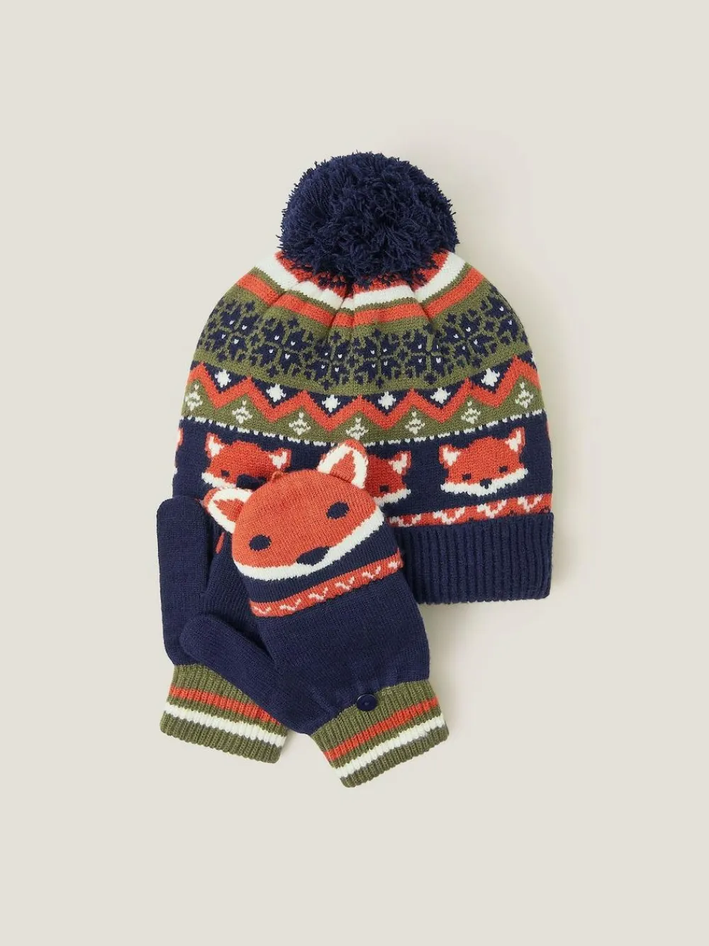 Best Monsoon Black Fox Bobble Hat & Gloves Set