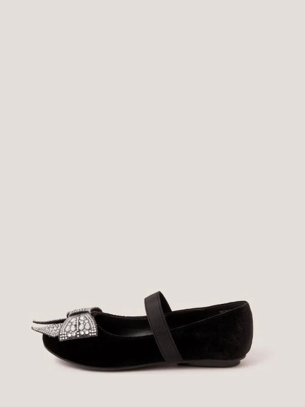Monsoon Black Jewel Bow Velvet Ballet Flats^ Shoes