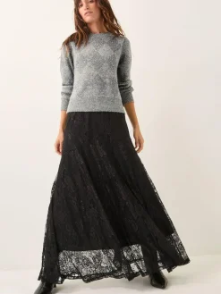 Monsoon Black Luna Lace Maxi Skirt^Women Skirts