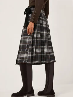 Monsoon Black Rue Embellished Tartan Wrap Midi Skirt^Women Skirts