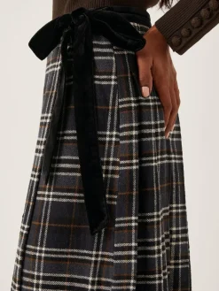 Monsoon Black Rue Embellished Tartan Wrap Midi Skirt^Women Skirts