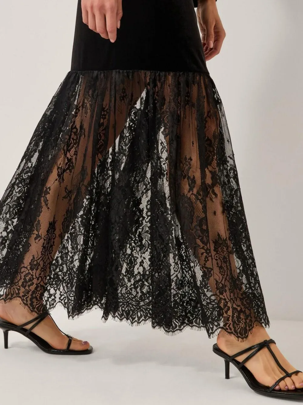 Monsoon Black Verity Velvet Lace Maxi Dress^Women Maxi Dresses