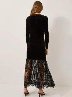 Monsoon Black Verity Velvet Lace Maxi Dress^Women Maxi Dresses