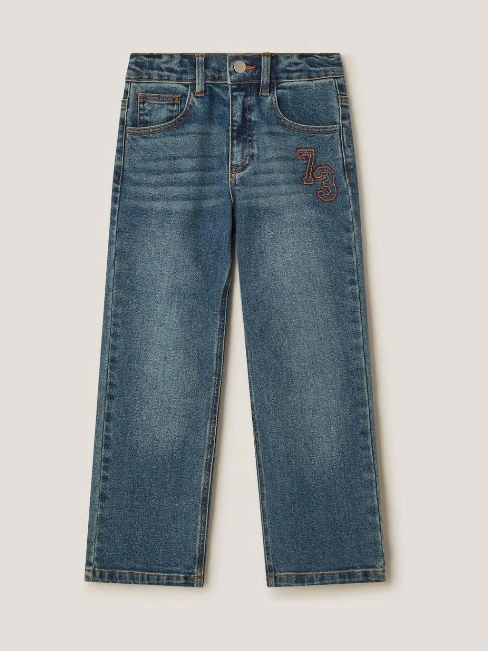 Discount Monsoon Blue 73 Logo Straight Leg Jeans