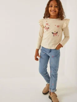 Monsoon Blue Butterfly Embroidered Straight Leg Jeans^ Jeans & Joggers|Jeans